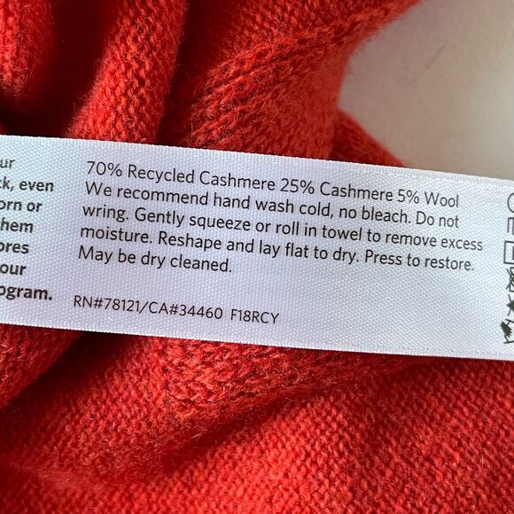 Eileen Fisher Cashmere Red/orange V-neck tunic sweater, side vent slit hem, PL - Picture 4 of 9